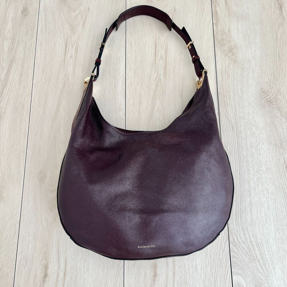 Louise et Cie Lo-Alis-Ho Italian Pebbled Leather Hobo Bag in Aubergine / Plum